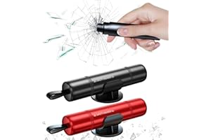 BOBOPACK 2 Stück Notfallhammer Auto, Escape Multifunktions Protector Sicherheitshammer, Notfallhammer Auto mit Gurtschneider, Glasbrecher Notfall Flucht Werkzeuge(Rot +Schwarz)