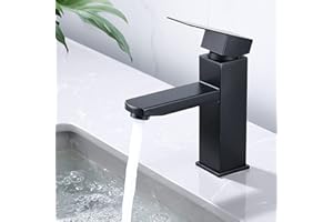 HOMELODY Wasserhahn Bad Schwarz Waschtischarmatur Armatur Waschbecken Eckig Badezimmer Mischbatterie Waschbecken Edelstahl Einhebelmischer Badarmatur