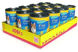 JosiCat Fish in Sauce (12 x 415 g) | dla dorosłych | mokra karma premium dla dorosłych kotów | mintaja w sosie | witamina D3 i E | Powered by JOSERA | mokra karma dla kotów | pełnoporcjowa karma | 12