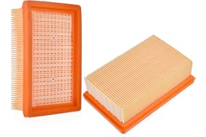 Leadaybetter Lot de 2 filtres plissés Plats pour Kärcher WD4/WD5/WD6 /MV4/MV5/MV6/WD4P/WD5P/WD6P Aspirateur Remplacement Filtre pour Kärcher 2.863-005.0 aspirateur