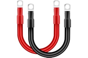 QIMEI-SHOP Cable Batterie Voiture 35mm² 30cm Câble Onduleur de Batterie 2AWG 12V Câble de Batterie avec M10 Cosses à œillets pour Camion Auto Moto Marine Solaire Rouge et Noir 2 Pièces