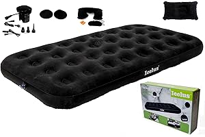 Icelus Twin Camping Luftmatratze Single High Luftbett mit Luftpumpe für 1 Personen,191x 100 x 23 cm Aufblasbare Matratze Bett,Reisebett,Schlafunterlage,Auslaufsichere Matratze,Aufblasbar(Schwarz)