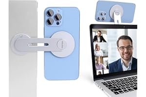 WeLohas Magnetische Handyhalterung für Laptop, Durchgangskamerahalterung für iOS 16/macOS 13 Ventura, geeignet für iMac, Tesla Model 3/X/Y/S & iPhone 15/14/13/12, verstellbare Laptop-Handyhalterung