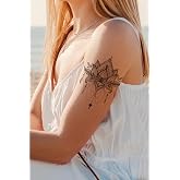 BearPear Lotus Mandala Ge&ccedil;ici D&ouml;vme, Kadın Ge&ccedil;ici D&ouml;vme, Mandala Tattoo, G&uuml;nl&uuml;k, Plaj, Kumsal D&ouml;vmesi