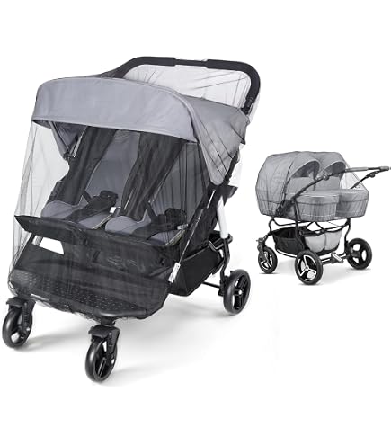 DIAGO Universal-Sonnensegel für Zwillingskinderwagen mit Babywanne/UV 50 Sonnenschutz/Sonnenrollo für Zwillingskinderwagen und Zwillingsbuggy/Großer Sonnenschutz/Sonnenrollo – Anthrazit Baby