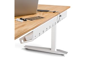 PAMO Kabelkanal Schreibtisch weiß 2er Set - inkl. 10x Klett Kabelbinder und Kabel-Clips - einfache Installation inkl. Schrauben - Schreibtisch Organizer für Büro und Home Office