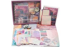Irayin Vintage Scrapbook Zubehör Set, 154 Stück Bullet Journal Zubehör Set mit A6 Raster Notizbuch, Scrapbook Stickers, Reisebuch Geschenkset, DIY Geschenk für Mädchen Damen (Sonnenuntergang)