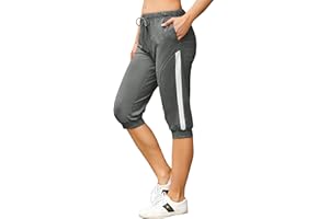 Bresdk Caprihose Damen 3/4 Jogginghose Sommer Kurz Sweathose Freizeit Hose mit Tasche