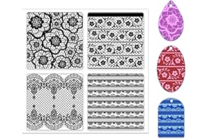 CHGCRAFT Tapis de Texture en Argile de Silicone en Dentelle Fleurs Tampons de Texture en Silicone Tampon de Motif de Modélisation en Argile pour Bricolage Bijoux en Argile Boucles D'Oreilles Tapis