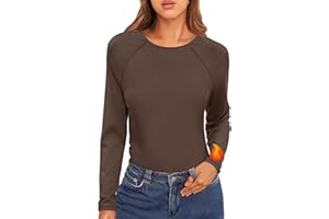 Crewhpo Camiseta Termica Mujer Manga Larga Ropa Interior Elástica y Transpirable Camisetas Térmica Cuello Redondo Tops para Running Fitness Esquí