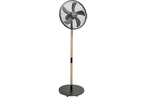 Bestron Ventilateur Sur Pied avec Trois Niveaux de Vitesse, Ventilateur avec Fonction Oscillation à 80° au Design Bois Élégant, Ø 45 Cm, 50 Watts, Dfs45Wb, Couleur: Bois/Noir, Noir/Brun