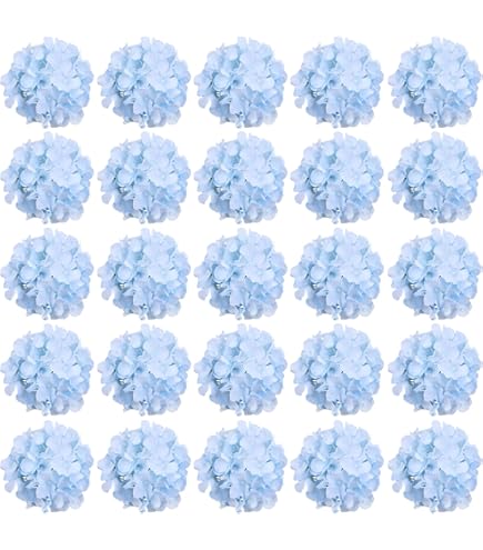 FagusHome 30 stuks kunstmatige hortensia's, bloemhoofden, 18 cm, kunstbloemen met stelen, namaakbloemen voor decoratie (blauw