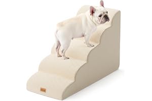 Gardner Pet Schody dla psa na łóżko, 5-stopniowa rampa dla psów z pianki o wysokiej gęstości, wodoodporne schody dla zwierząt domowych z antypoślizgowym dnem, odpowiednie dla szczeniaków, małych