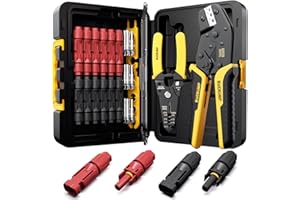 DxCRIMP Lot de 12 paires de pinces à sertir solaires pour câble solaire de 2,5/4/6 mm², module PV, connecteur solaire avec 2 clés, pince à sertir, pince à dénuder, fiche PV