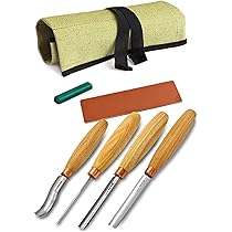 Ensemble de 5 Gouges avec un Bloc de Bois Vierge 165 x 80 x34 mm NAREX