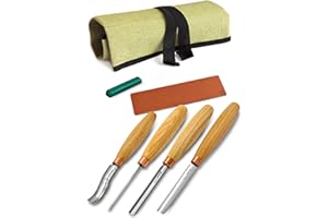 BeaverCraft Set di scalpelli per intaglio del legno SC01 Sgorbia Kit di utensili per intaglio del legno in una custodia con cinturino in pelle Scalpelli radiali Scalpello piatto Scalpello curvo