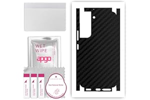 apgo Rückseite + Seiten Schutzfolie, Skin, kompatibel mit Samsung Galaxy S22, Hinten Displayschutzfolie aus Vinylfolie, Kratzfest, einfache Montage - Schwarzer Kohlenstoff