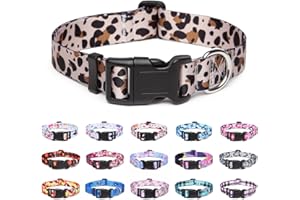 Suredoo Hundehalsband Verstellbares, Weich & Komfort Nylon Hunde Halsband für Kleine Mittlere Große Hunde Welpen Katzen (S, Leopard)