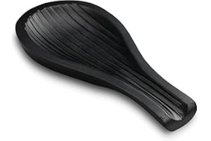 Folkulture Spoon Rest for Kitchen Counter, Spoon Holder for Stove Top or Countertop, Holder for Spatula, Spoons or Tongs, Modern Spoon Buddy for Farmhouse, Wood, 10 Inches (Black)