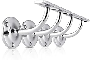 XFORT Set Di 4 Staffe Per Corrimano, Staffe In Acciaio Resistente Per Corrimano Per Scale, Per Corrimano In Legno E Acciaio, Staffe Eleganti Ed Eleganti Per Corrimano (Cromo lucido)