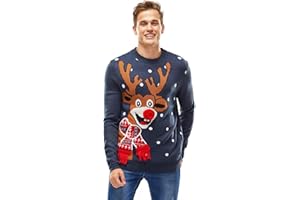 U LOOK UGLY TODAY Błyszczący sweter bożonarodzeniowy, unisex, zabawny sweter Chunky Fair Isle dziany, odświętny sweter na imprezę