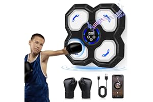 JUOIFIP Smart Music - Máquina de boxeo para adultos y niños, equipo de boxeo Bluetooth con guantes de boxeo, máquina de perforación electrónica montada en la pared para gimnasio en casa, entrenamiento