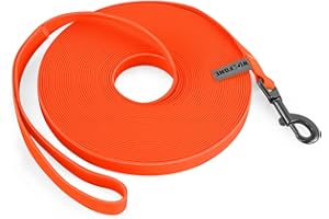 Wolfone 9 m Orange Recall Lead for Dogs, Waterproof Training Lead, Durable and Easy-Care Lead, Suitable for Recalling, Swimming, Camping, Beach, Hunting, Walks