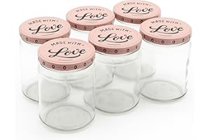 Blumixx Einmachgläser mit Schraubdeckel 24er Pack Einmachglas mit Deckel „Made with Love“ in Rosa Schwarz - 540ml Fassungsvermögen - Ideal für Erntezeit, Konservierung & stilvolle Aufbewahrung