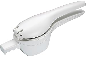 KITCHENCRAFT KC BLUE Schiacciapatate in Plastica, 2 Dischi, Acciaio Inossidabile, Bianco