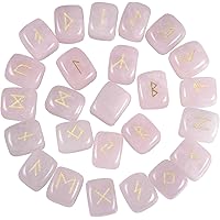 Amogeeli 25 Stück Rosenquarz Runensteine gesetzt graviert Runic Futhark Alphabet, Rune Kristallsteine für Divination…