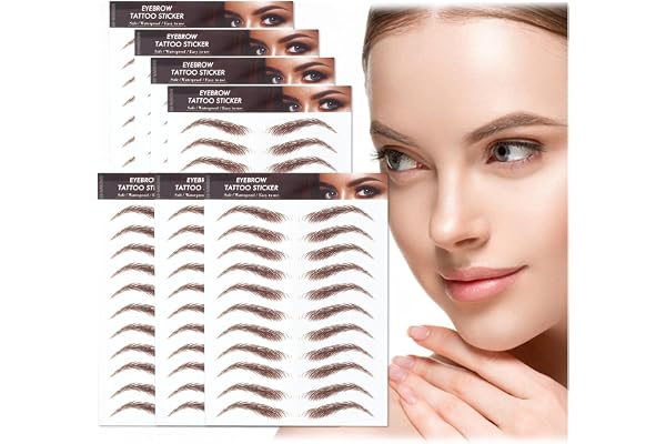 AWAVM 7 Feuilles Autocollants de Sourcils 4D Patch,Eyebrow Tattoos Stickers Autocollant Bionique pour Sourcils,Faux Sourcils Pochoirs Tatouage Imperméable pour Femmes