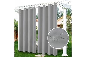 Famibay Rideaux d'extérieur imperméables pour terrasse, jardin, tonnelle, rideaux occultants à isolation thermique avec œillets en polyester pour porche (1 panneau, 132 x 213 cm)