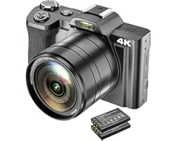 Digital Video Camera 4K Camcorder 48MP WiFi YouTube Vlogging Camera with Wide Angle Lens 16X Digital Zoom 3.5" IPS 180°Rotati