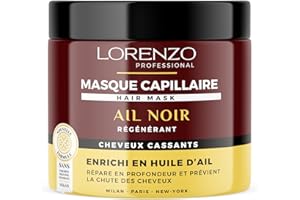 LORENZO PROFESSIONAL Lorenzo - Masque Capillaire à l'Ail Noir pour Cheveux Cassants - Revitalisant Profond, Renforçateur - Sans Sulfate, Paraben, Silicone, Colorant - 500ml