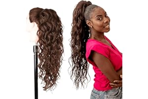 SER MULHER Coda Di Cavallo Extension JAMILE Riccio Morbido 70cm Resistente al Calore (6 Light Brown)