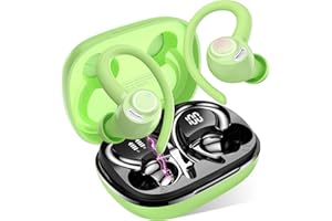 JESEBANG Bluetooth Kopfhörer Sport, in Ear Kopfhörer Kabellos Bluetooth 5.3 mit HD Mic, Herausragender Sound, 40 Std Spielzeit, Comfort Fit, Dual LED-Anzeige, IP7 Wasserdicht Ohrhörer mit Ohrhaken, Grün