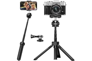 CAMOLO Handy Stativ Erweiterbar, Vlog Stativ Kamera Stativ Tripod für iPhone, Mini Smartphone Stativ, Handy Stativ Stabiler mit Handy Halterung, Kugelkopf, Adapter für Go pro iPhone/Kamera/Smartphone