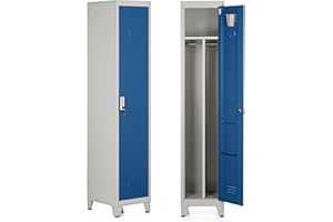 Brigros - Armadio Spogliatoio Sporco Pulito In Metallo, Armadietto Spogliatoio Salvaspazio Con Ripiano E Appendiabiti, Armadio Spogliatoio Con 3 Scomparti (1 Anta, Blue)
