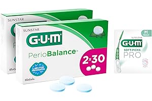 ‎GUM GUM PerioBalance Lutschtabletten | Nahrungsergänzungsmittel | Minzgeschmack | 2x30 Lutschtabletten (mit 1 Gratisprobe)