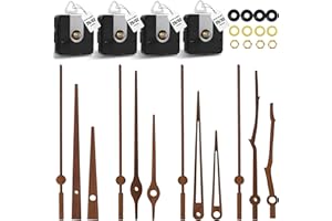 DEEWISH Lot de 4 aiguilles d'horloge en bois de noyer et mouvement d'horloge à quartz de 20 mm de longueur, sans tictac, remplacement du mécanisme d'horloge silencieux, convient aux horloges de 30,5 à 35,6