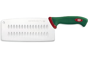 Sanelli Línea Premana Professional,Cuchillo Chino Cm.22,Acero Inoxidable,Verde y Rojo,34.5x3.0x10.0 cm