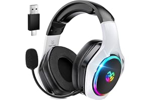Tatybo Kabellose Gaming-Kopfhörer für PC/PS5/PS4, kabellose Gaming-Kopfhörer mit Micro 2,4 GHz + 5,3 Bluetooth, Dual-Modus, 7.1 Surround-Sound, Lebensdauer 40 Stunden