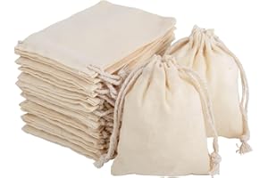 PACKRA 30 Sacs en Lin 7x9cm, Petit Sac Cadeau Avec Cordon de Serrage, Pochon Tissu Mariage, Sac Cafe Toile (7x9cm-30pcs(Coton))
