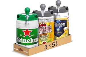 Heineken, Desperados Original, Affligem - Pack de 3 Fûts 5L - Bières Blondes - Compatible Tireuse BeerTender, Utilisable sans Machine à Bière, Bières à Domicile