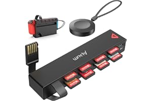 Lettore di schede di gioco Alxum Switch con telecomando, 8 in 1 supporto per schede di gioco multiple compatibile con Nintendo con 4 schede di gioco e 4 per lo stoccaggio di schede
