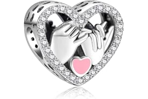 Annmors Charm Cœur Amour Famille pour Femme Argent Sterling 925 Breloque Bracelets Colliers Pendentifs