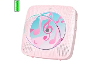 Lettore CD Portatile hifi: Kegaudio Lettore CD Bluetooth con Altoparlante Lettore musica da tavolo a parete con supporto Riproduzione USB/AUX Presa per cuffie Rosa