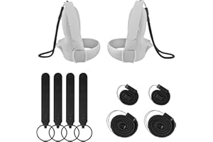 Geekria Straps Covers & Wrist Straps Kompatibel mit Meta / Oculus Quest 2 Anti-Drop-Handgriffzubehör Passend für Quest 2 Touch Controller-Griff (Schwarz 20CM+40CM)