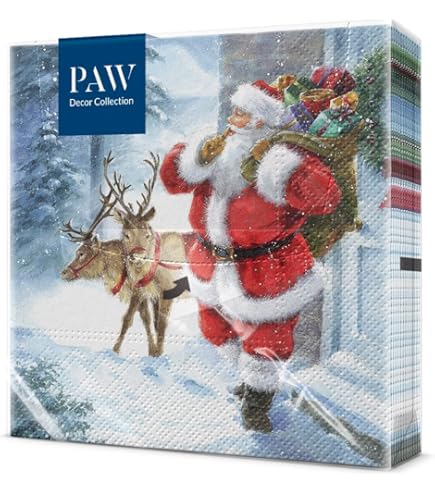 Ambiente Lot De 20 Serviettes De Table Motif Père Noël Sur La Route