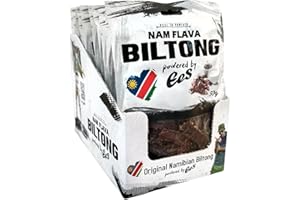 ‎NAM FLAVA Nam Flava - Geschenkbox Original Biltong aus Namibia - 0,6 kg (12x50 g) - Beef Jerky, Trockenfleisch, viel Protein